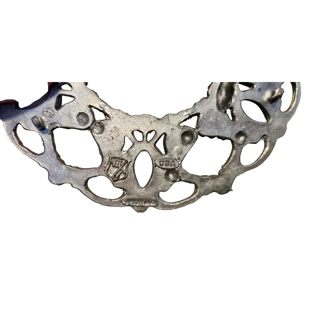 Metzke‎ Pewter Birders Collection Candle Ring Flower Rose Doves Art Metal Bird
